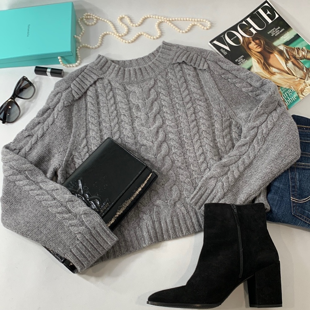 Magaschoni Sweater - Cropped Cable Knit in Luxurious Wool Blend
